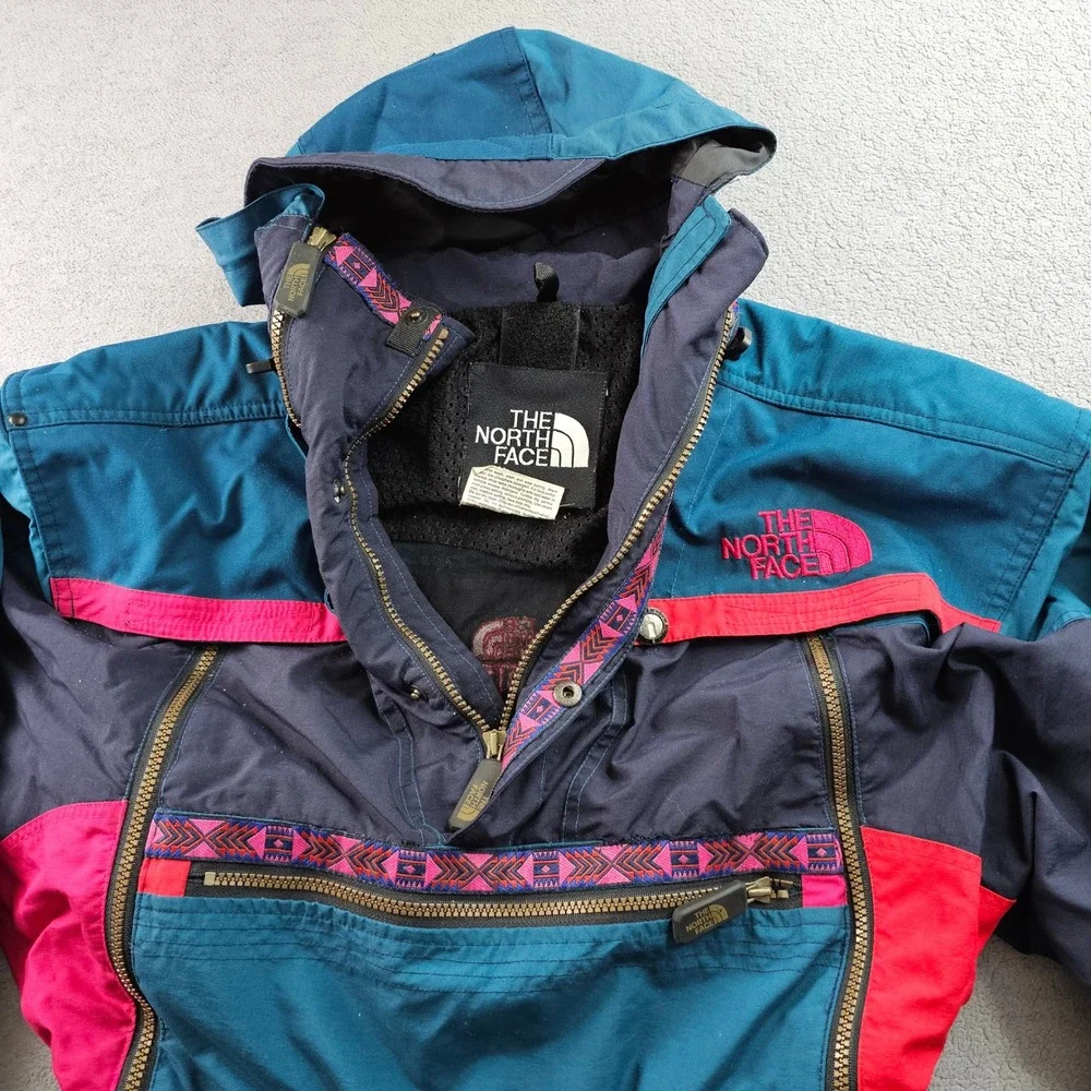 Vtg The North Face Rage Snowsuit Mens Navy Teal‎ Winter Sports Hooded Double Zip